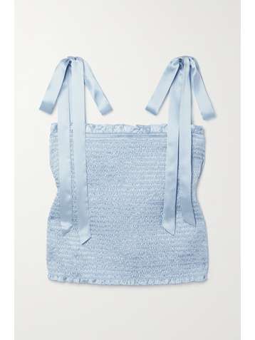 REFORMATION Pina shirred silk-satin top