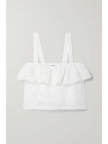 REFORMATION Tarragon cropped lace-trimmed organic cotton tank