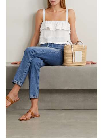 REFORMATION Tarragon cropped lace-trimmed organic cotton tank