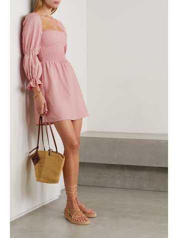REFORMATION Zoya smoked linen mini dress