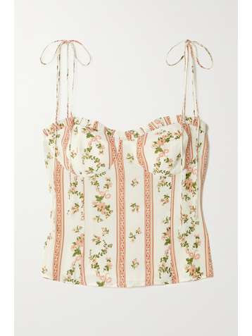 REFORMATION Novena ruffled floral-print crepe camisole