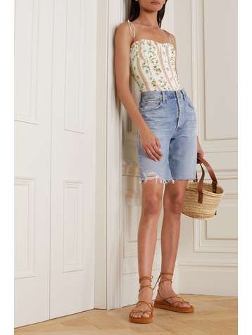 REFORMATION Novena ruffled floral-print crepe camisole