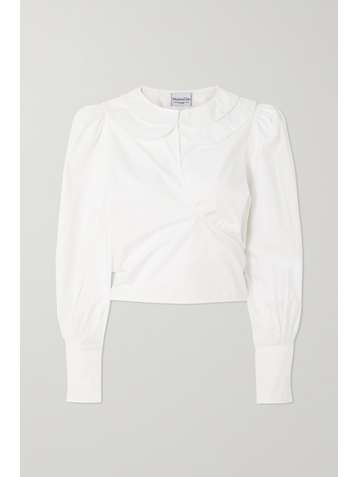 MAISONCLÉO + NET SUSTAIN Mylene layered cotton-poplin wrap blouse and hair tie set