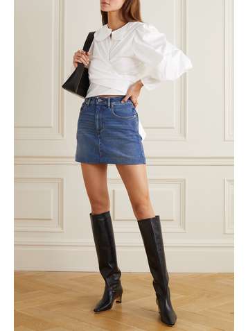 MAISONCLÉO + NET SUSTAIN Mylene layered cotton-poplin wrap blouse and hair tie set