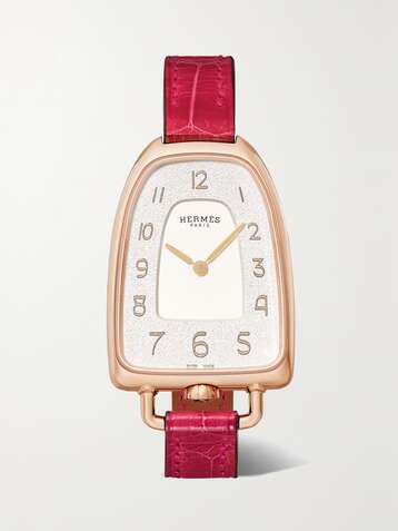 HERMÈS TIMEPIECES Galop d'Hermès 26mm medium 18-karat rose gold and alligator watch