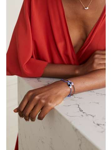 LITO Tu Es Partout Armband aus 14 Karat Gold und Makrameegarn mit Emaille