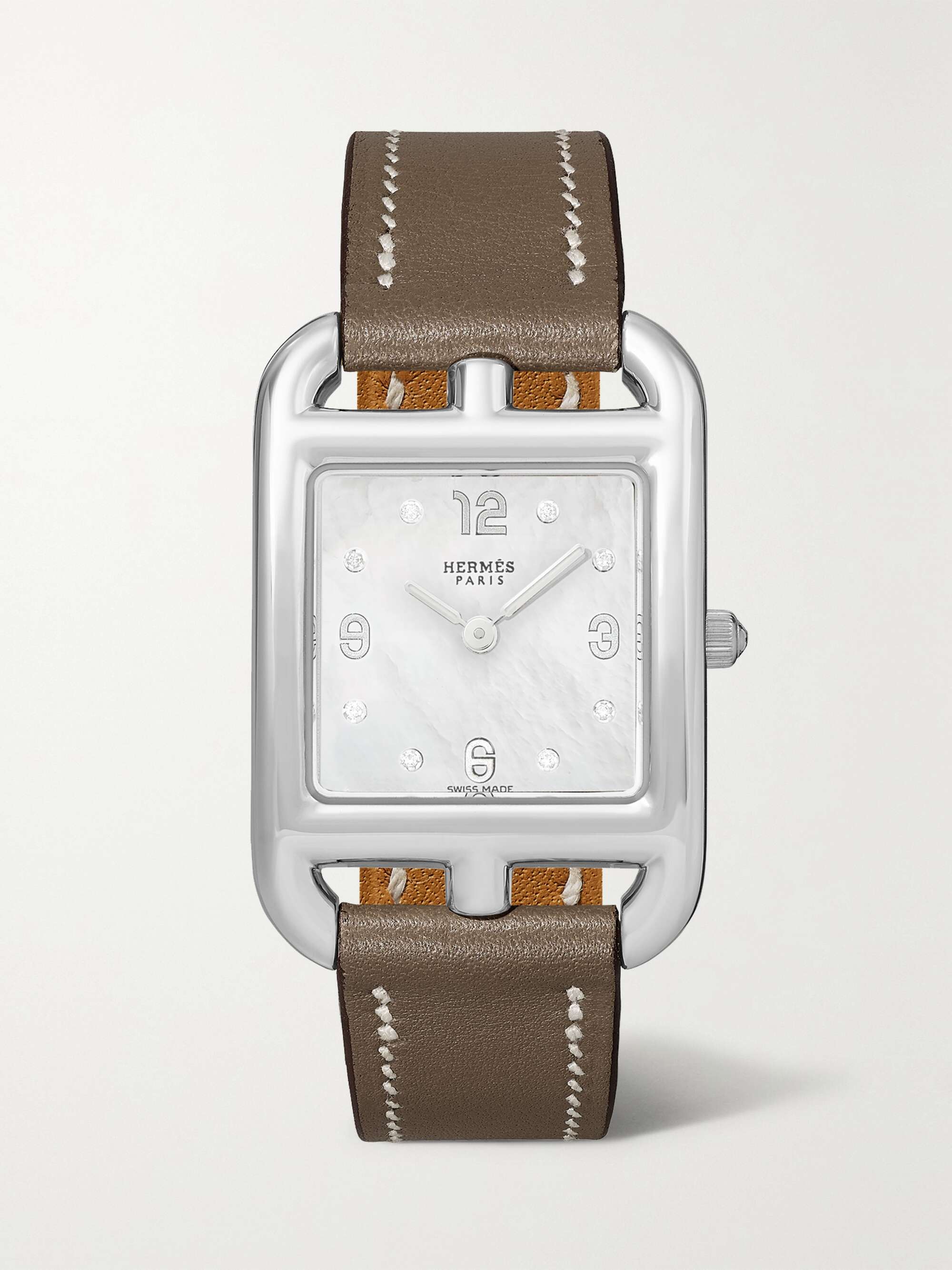 Hermès Timepieces Cape Cod 31mm Small Stainless Steel Leather Mother-of-Pearl and Diamond Watch - Women - Silver Fine Watches - One Size