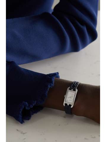 HERMÈS TIMEPIECES Nantucket 17mm very small stainless steel, alligator and diamond watch