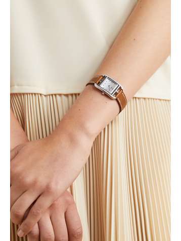 HERMÈS TIMEPIECES Cape Cod 23mm small stainless steel, leather, mother-of-pearl and diamond watch