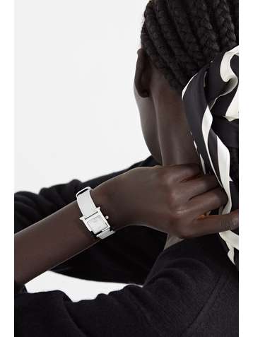 HERMÈS TIMEPIECES Heure H Au Carré 21mm small stainless steel, lacquer, leather and diamond watch
