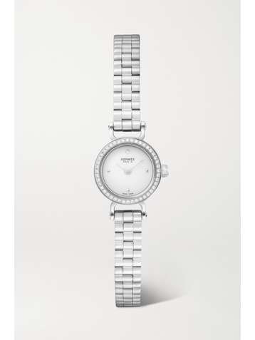 HERMÈS TIMEPIECES Montre en or blanc 18 carats (750/1000) et diamants Faubourg Very Small, 15,5 mm