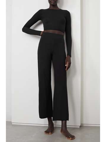 SKIN + NET SUSTAIN Antheia cropped stretch organic Pima cotton-jersey top