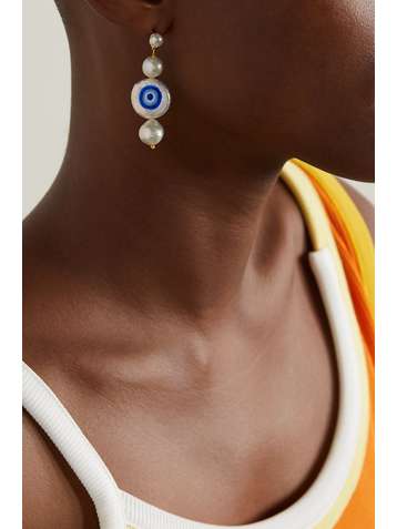 MARTHA CALVO Boucles d'oreilles en métal doré et perles Evolve