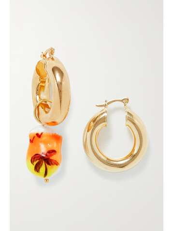 MARTHA CALVO Sunset Drive gold-plated pearl hoop earrings