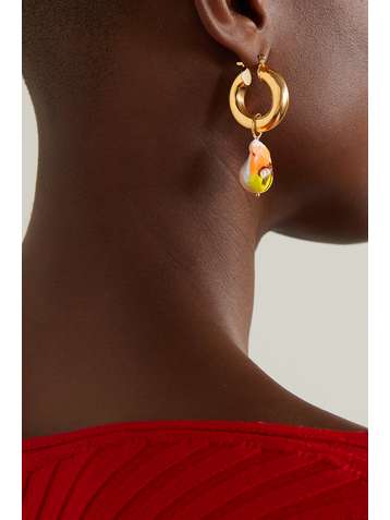 MARTHA CALVO Sunset Drive gold-plated pearl hoop earrings