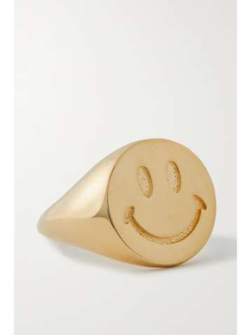 MARTHA CALVO Be Happy gold-plated signet ring