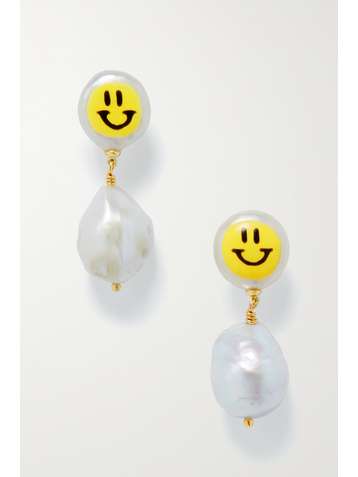 MARTHA CALVO Boucles d'oreilles en plaqué or et perles All Smiles