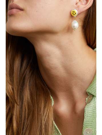 MARTHA CALVO Boucles d'oreilles en plaqué or et perles All Smiles