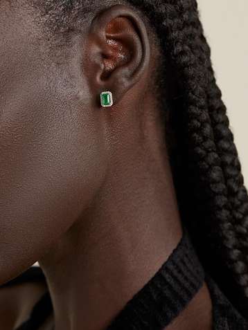 MATEO 14-karat gold, emerald and diamond earrings