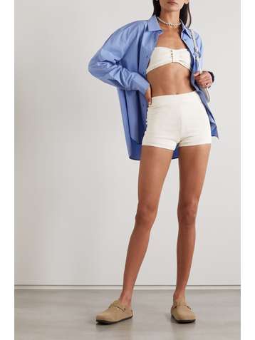 REFORMATION + NET SUSTAIN Paradiso organic cotton strapless bra and shorts set