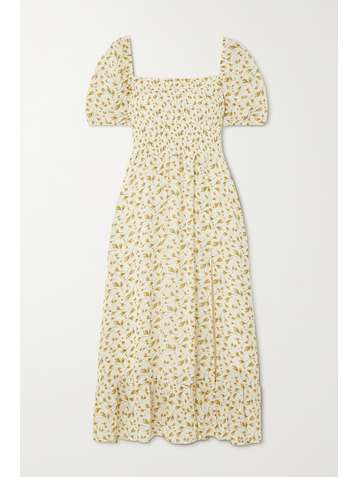 REFORMATION + NET SUSTAIN Meadow shirred floral-print georgette dress