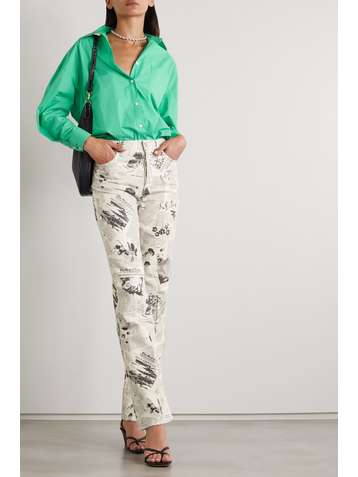 REFORMATION + NET SUSTAIN printed organic high-rise straight-leg jeans