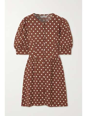 REFORMATION + NET SUSTAIN Laylin polka-dot crepe mini dress