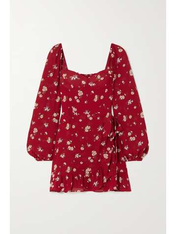 REFORMATION + NET SUSTAIN Cammi wrap-effect floral-print crepe mini dress