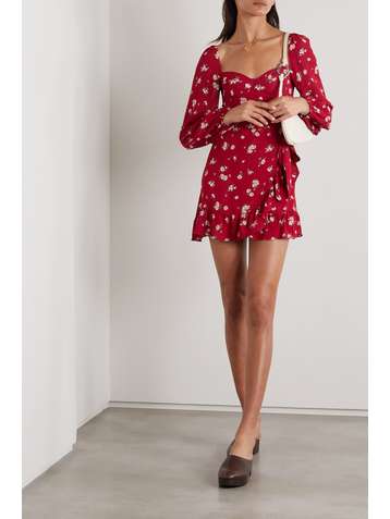 REFORMATION + NET SUSTAIN Cammi wrap-effect floral-print crepe mini dress