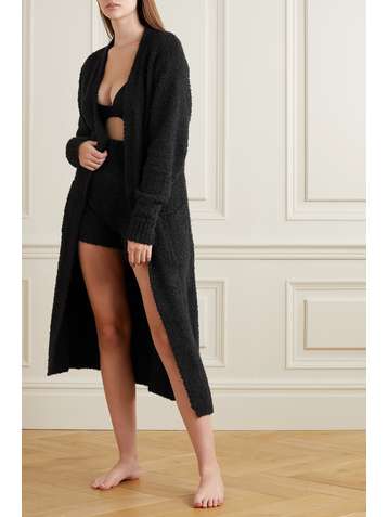 SKIMS Cozy Knit Robe – Onyx – Morgenmantel aus Bouclé
