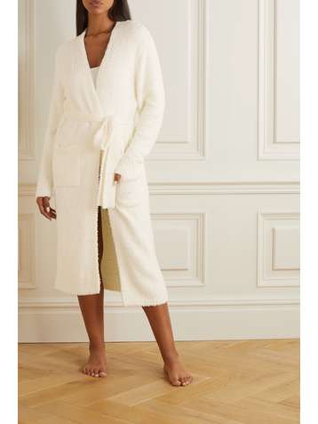 SKIMS Cozy Knit Robe – Bone – Morgenmantel aus Bouclé