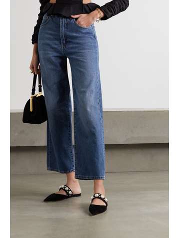 JIMMY CHOO Basette embellished suede point-toe flats