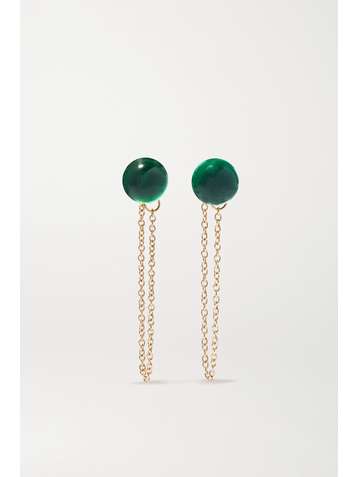 MATEO 14-karat gold malachite earrings