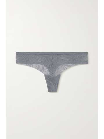 CALVIN KLEIN Sheer Marquisette lace and jersey thong