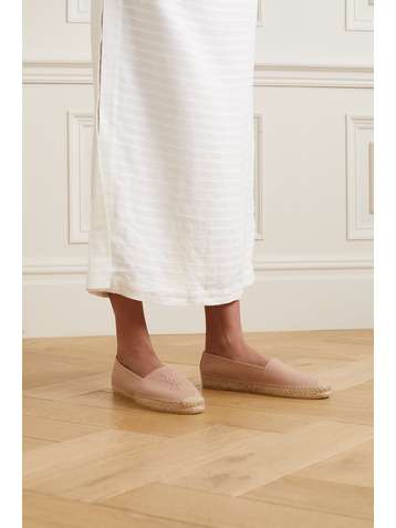 SAINT LAURENT Logo-embossed leather espadrilles
