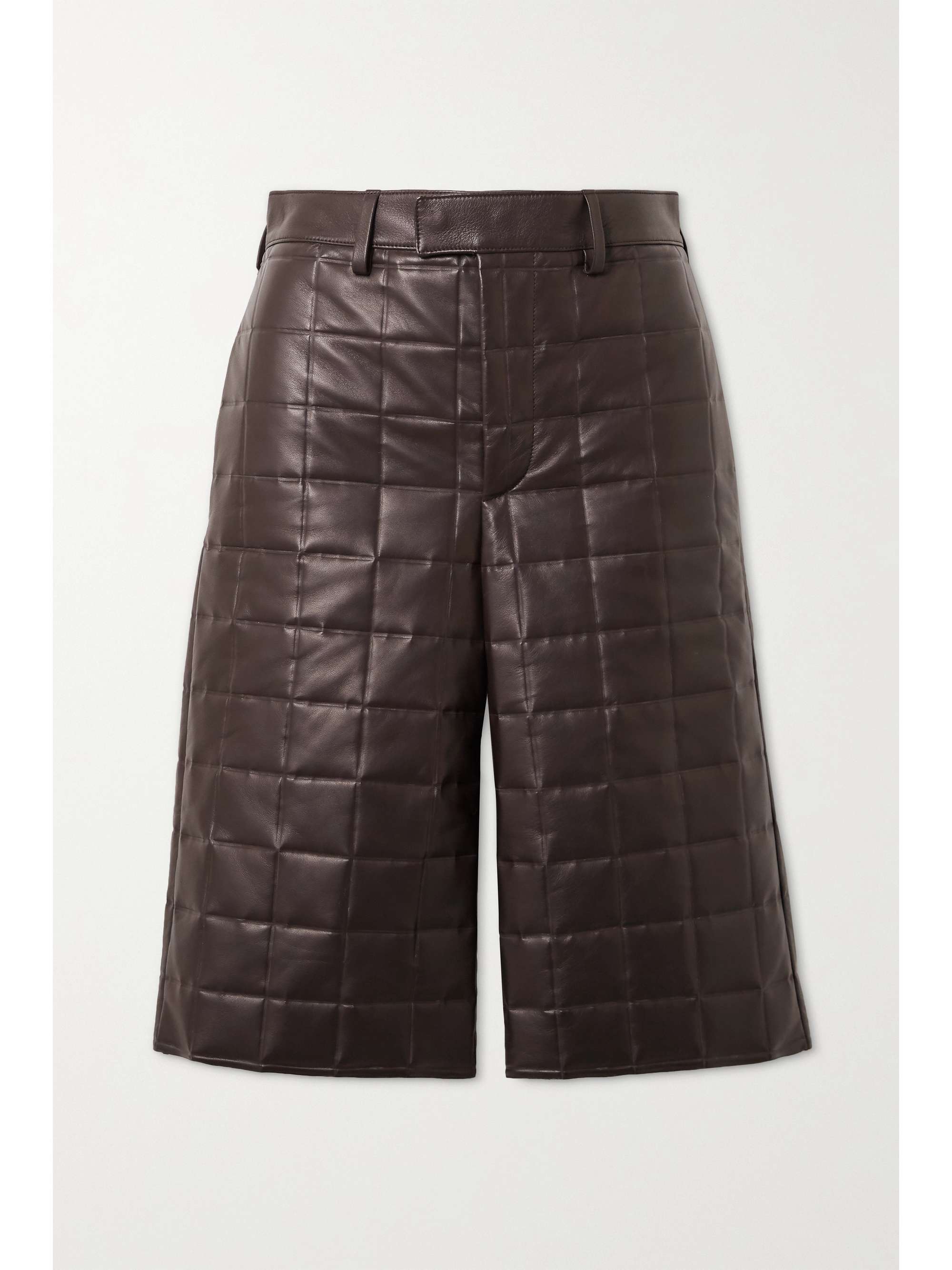 Brown Quilted leather shorts | BOTTEGA 