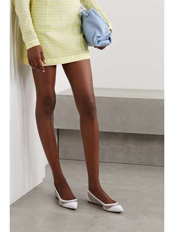CHRISTIAN LOUBOUTIN Galativi leather and mesh point-toe flats