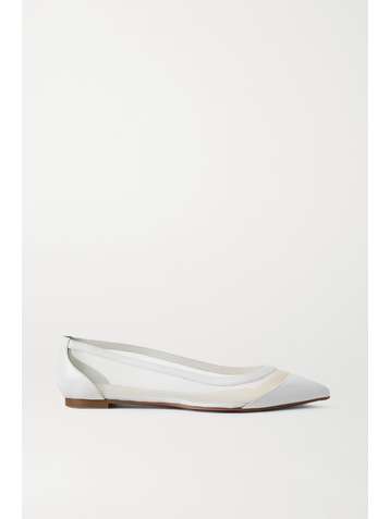 CHRISTIAN LOUBOUTIN Galativi leather and mesh point-toe flats