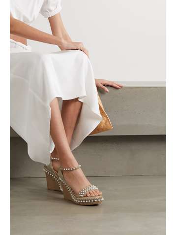 CHRISTIAN LOUBOUTIN Lata 110 spiked leather espadrille wedge sandals