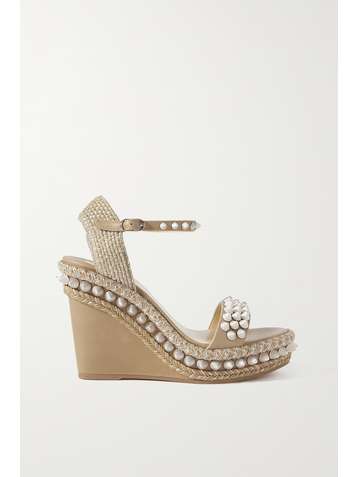 CHRISTIAN LOUBOUTIN Lata 110 spiked leather espadrille wedge sandals