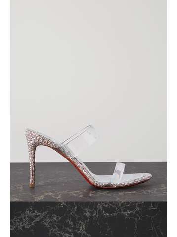 CHRISTIAN LOUBOUTIN Just Strass 85 crystal-embellished PVC and iridescent leather sandals