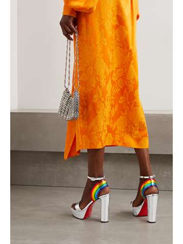 CHRISTIAN LOUBOUTIN Arkendisc Alta 130 metallic leather platform sandals