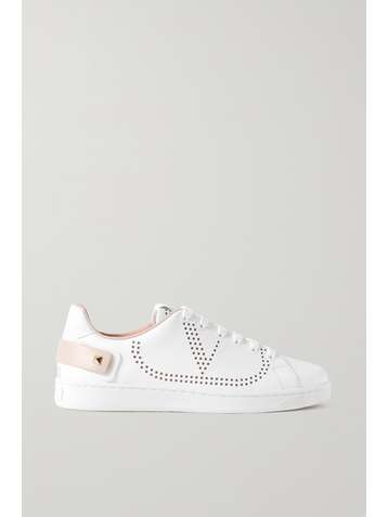 VALENTINO Valentino Garavani Backnet logo-perforated leather sneakers