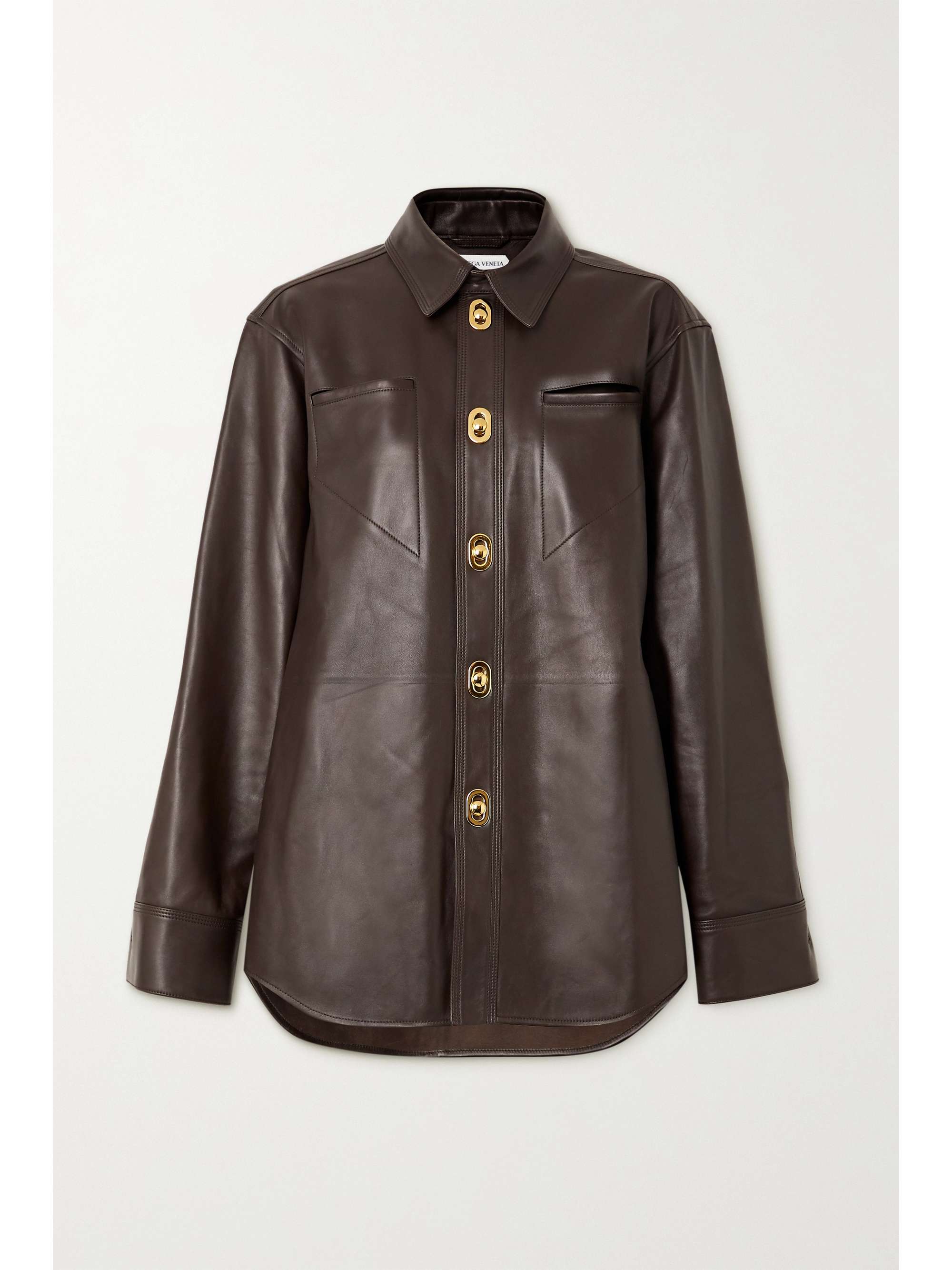 Brown Leather shirt | BOTTEGA VENETA 