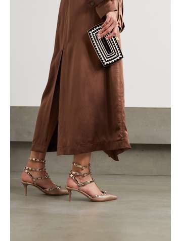 VALENTINO Valentino Garavani Rockstud 65 metallic textured-leather pumps
