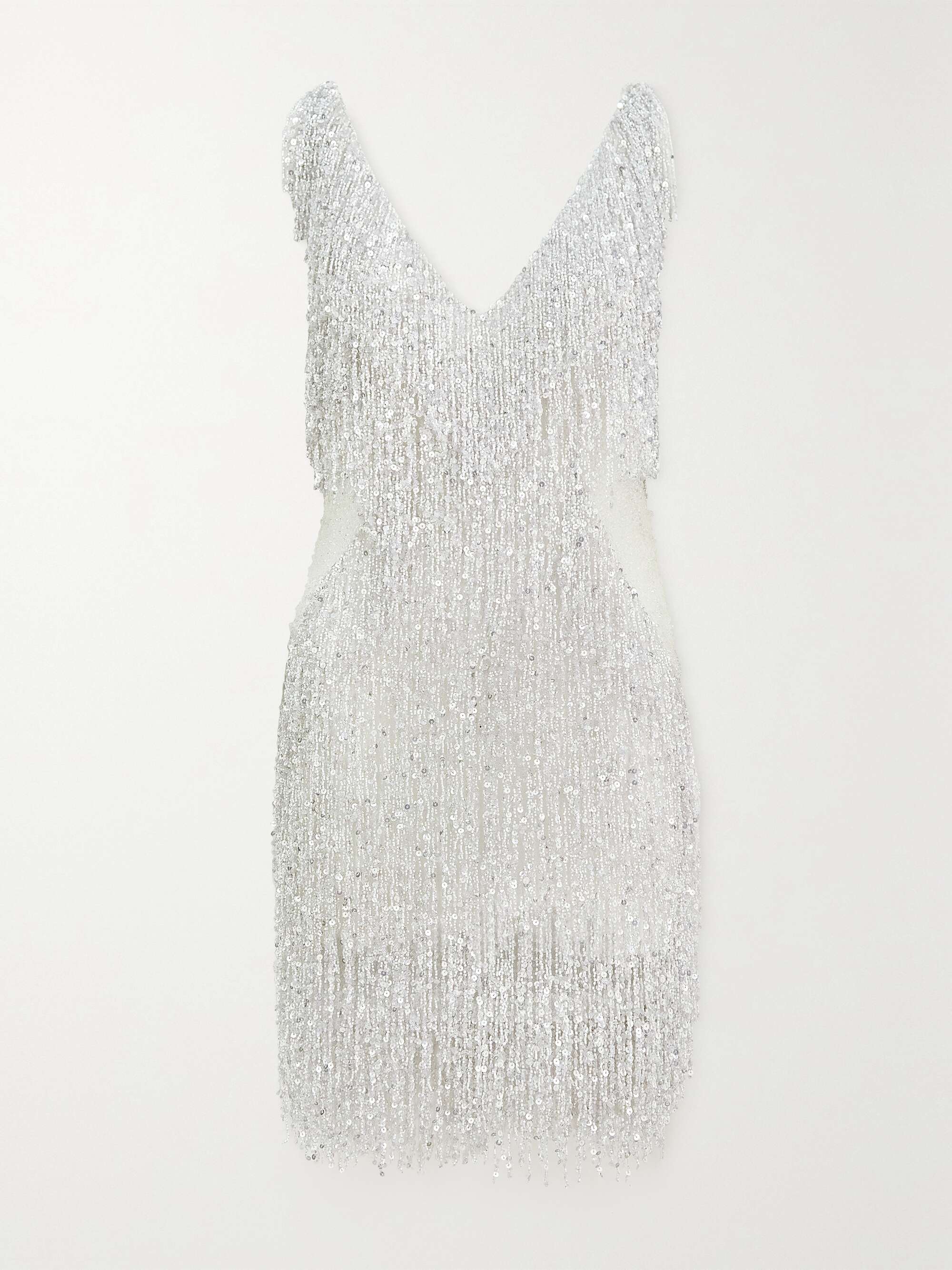 White Gatsby embellished chiffon mini ...