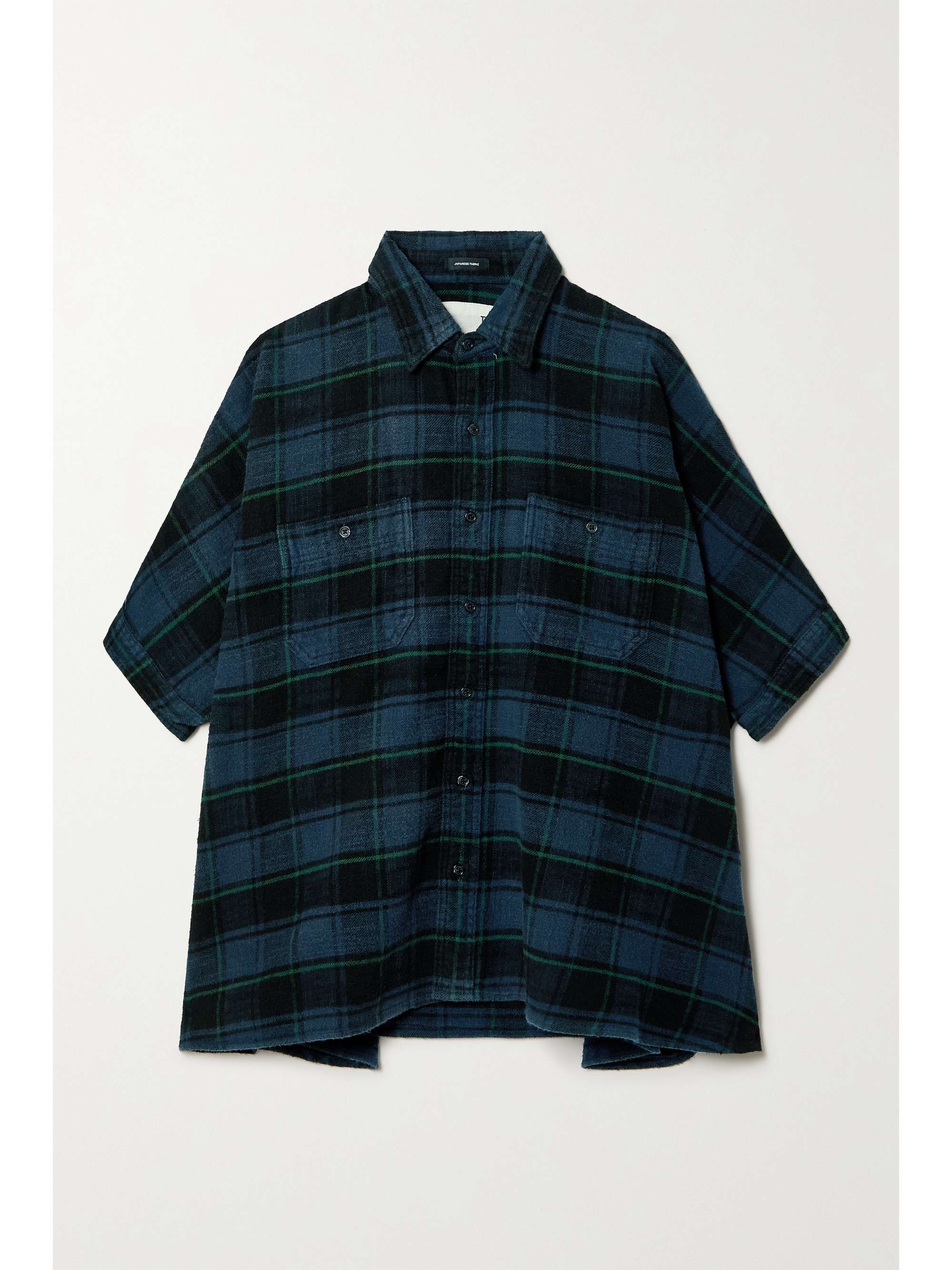 Navy Oversized checked cotton-flannel 
