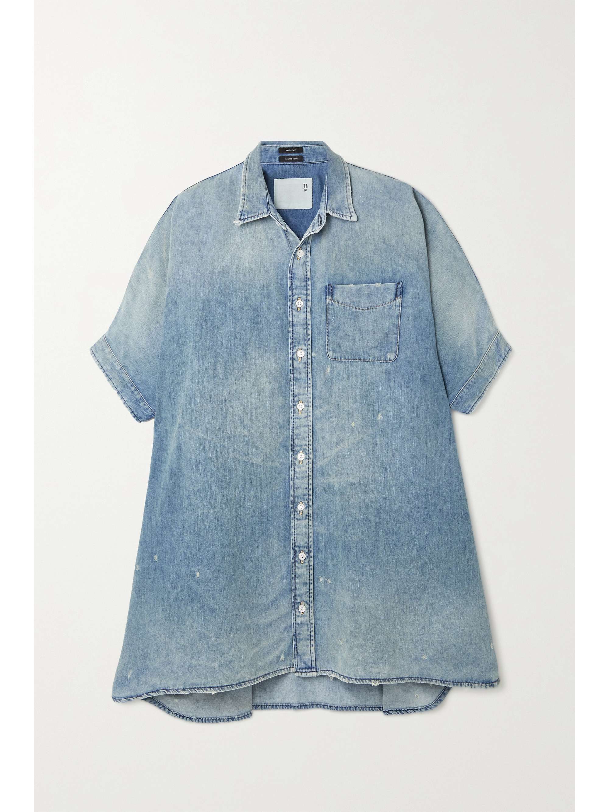 Blue Distressed denim shirt dress | R13 