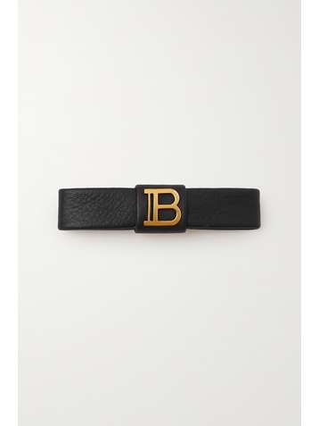 BALMAIN PARIS HAIR COUTURE Barrette en cuir texturé et plaqué or