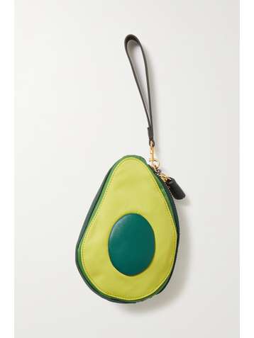 ANYA HINDMARCH Avocado leather-trimmed nylon pouch